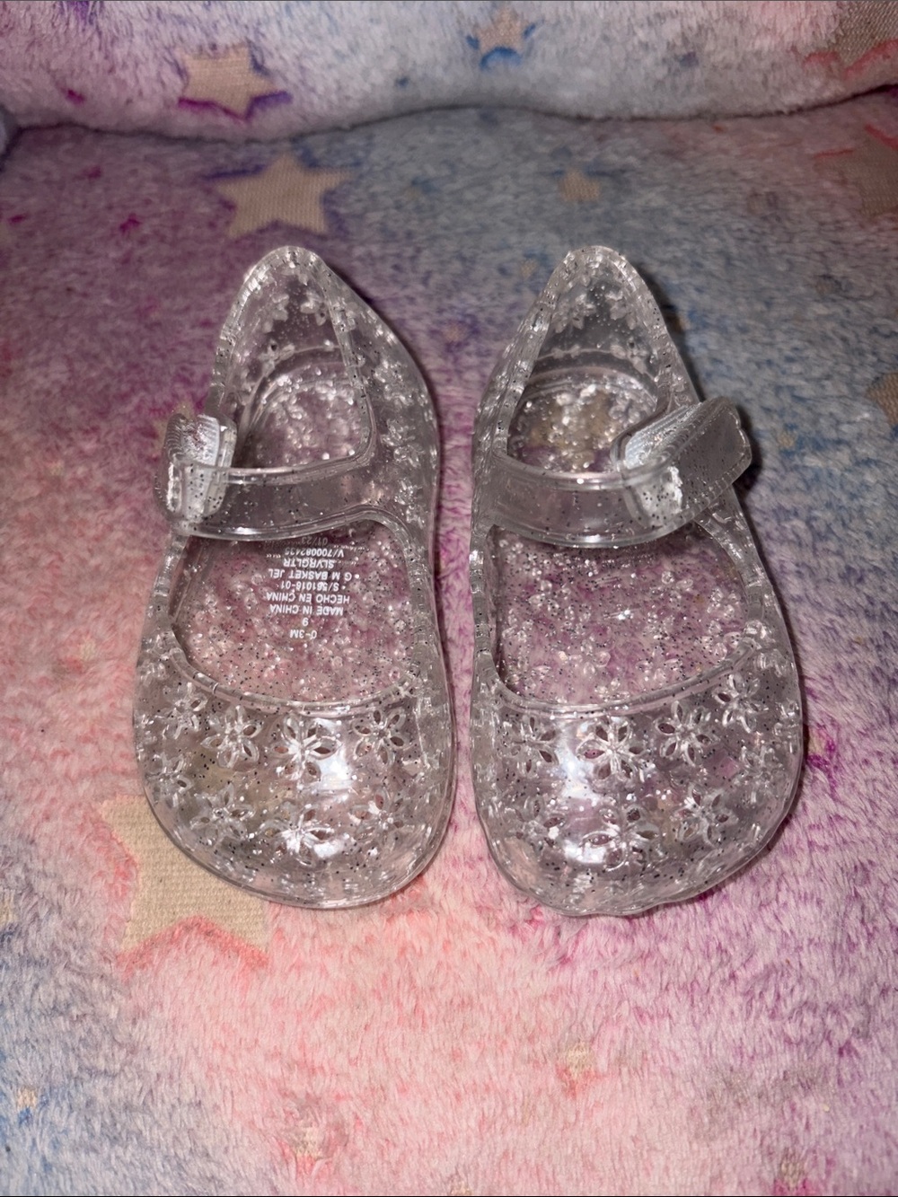 Old Navy Clear Glitter Jelly Mary Jane Sandals